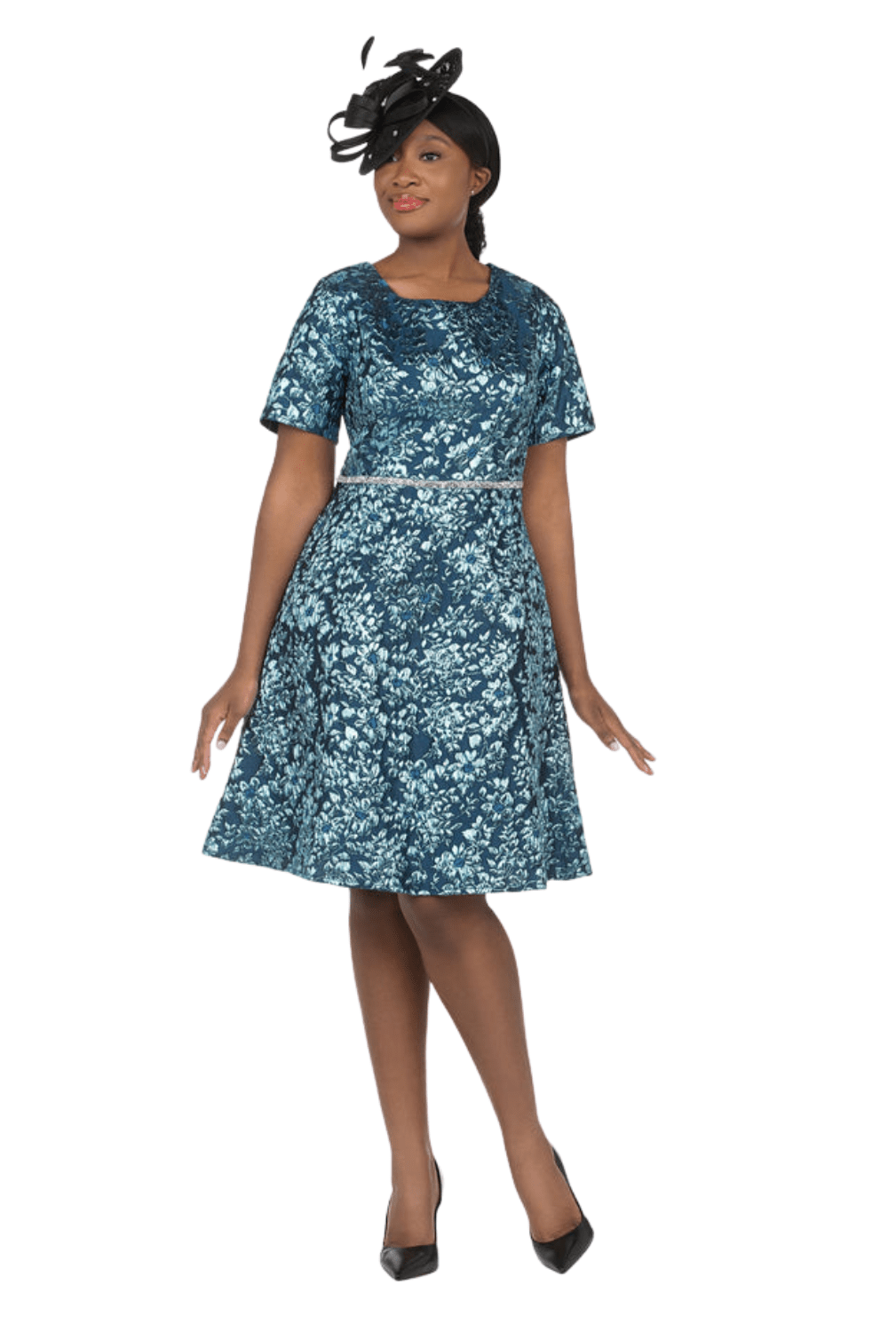 Short Slv Brocade A-line Dress - Especially Yours