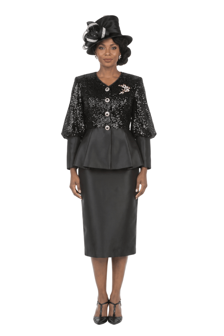 2pc Silky Twill Skt Suit w/ Seq Jkt and Brch - Especially Yours