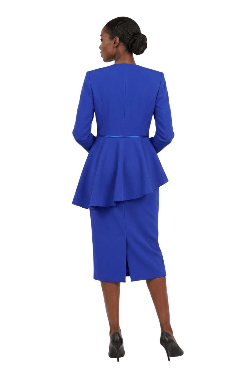 2pc Scuba Stoned Uneven Peplum Jkt+Skt Suit - Especially Yours