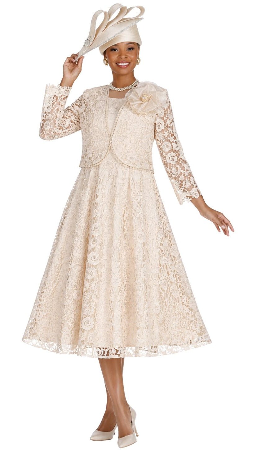 Elegant Two-Piece Floral Lace Dress & Bolero Jacket Set 6458 - Especially Yours