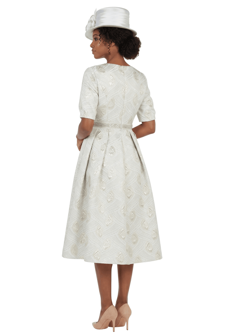 Short Slv Mtlc Brcd A-line Drs w/ Waistline-Plus - Especially Yours