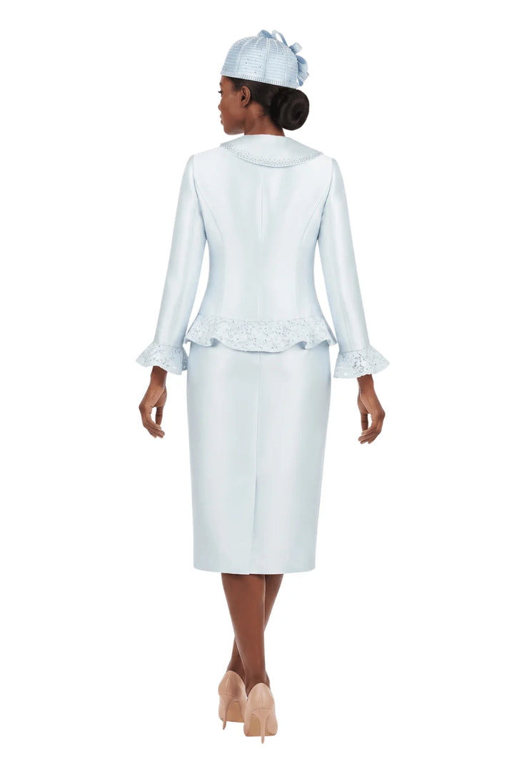 2pc Silky Twl Skt Suit w/ Rfl&Seq Lace-Plus