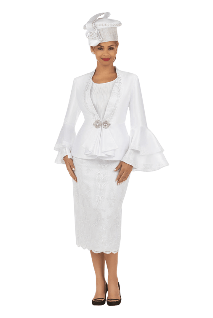 2pc Silky Twl+Lux Lace Skt Suit w/ Bell Slv Dtl - Especially Yours