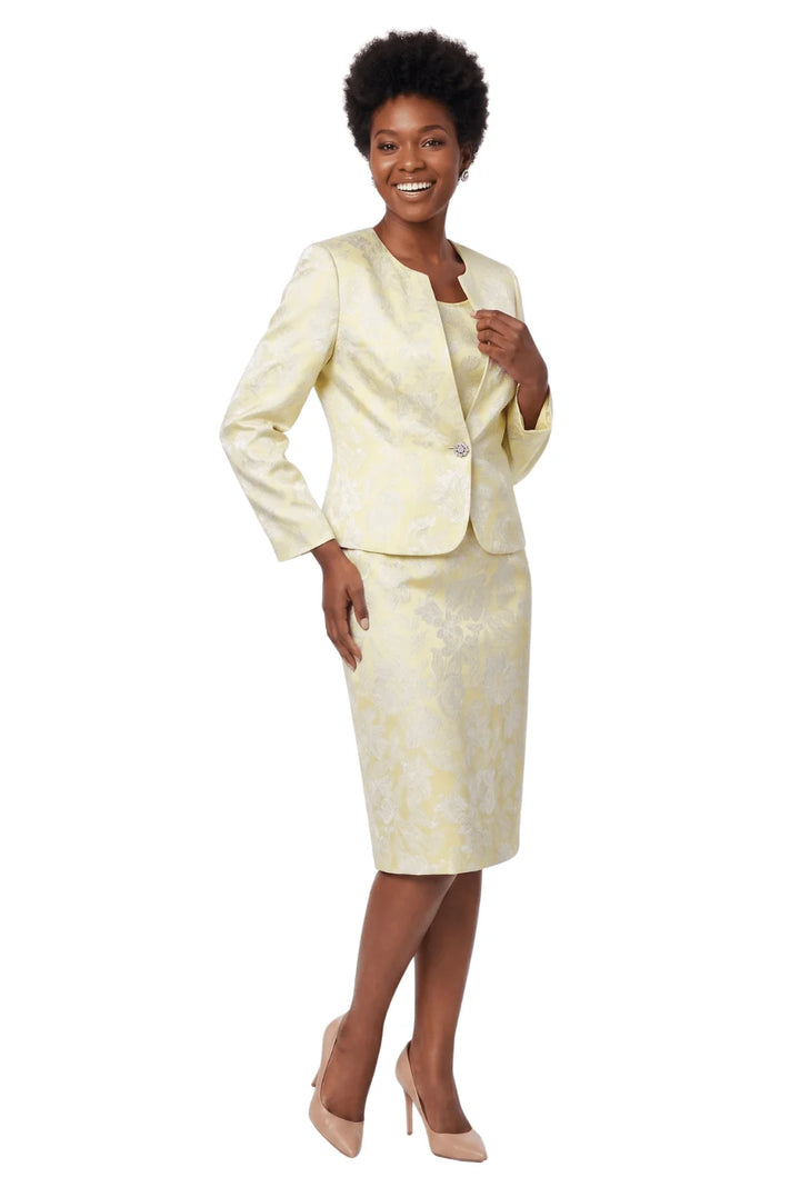3pc Novelty Skirt Suit w/ Embellished Button - Plus Size