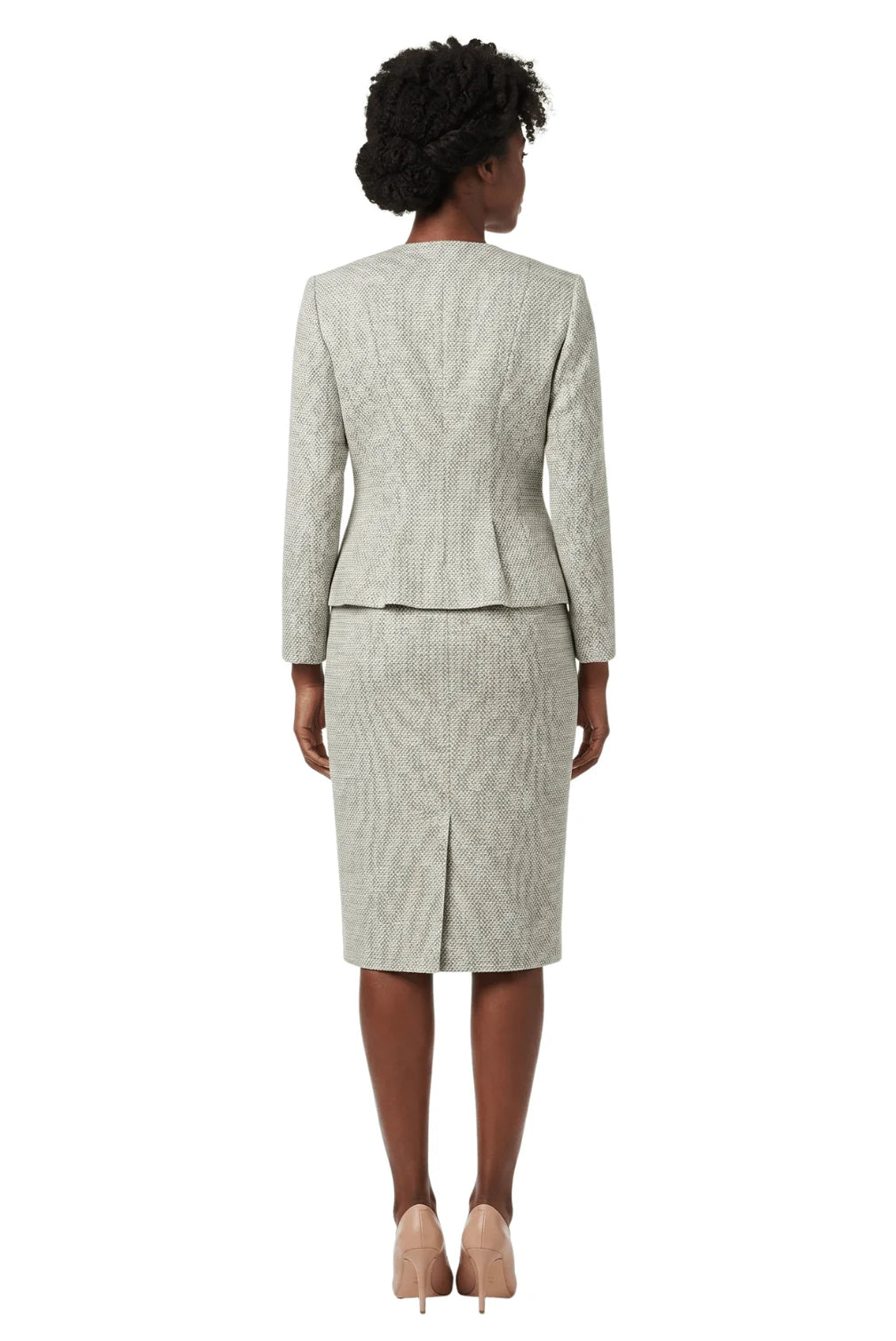 3pc Novelty Skirt Suit w/ Embellished Button - Plus Size