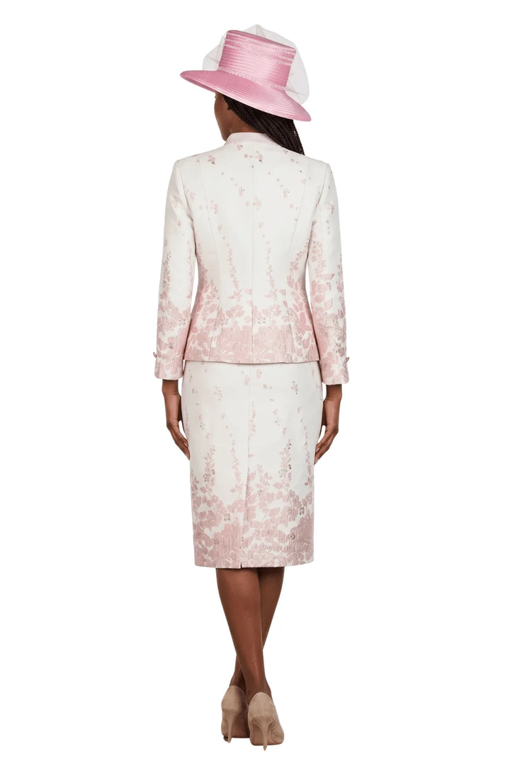 3pc Floral Print Brocade Peplum Jkt Skt Suit