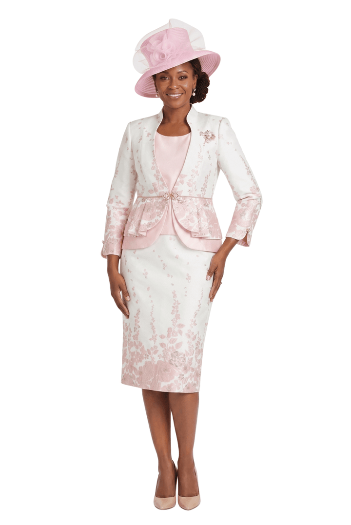 3pc Floral Print Brocade Peplum Jkt Skt Suit - Especially Yours