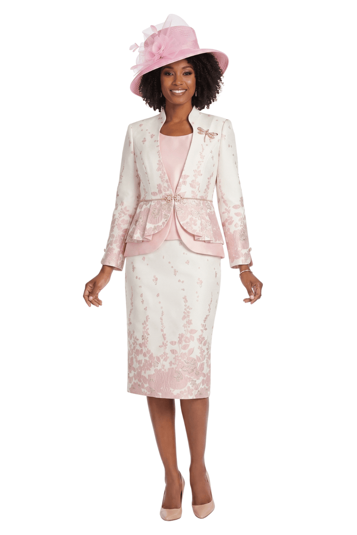 3pc Floral Print Brocade Peplum Jkt Skt Suit - Plus - Especially Yours