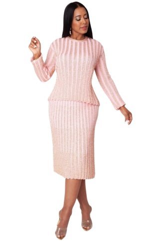 Pink & Gold Shimmer Knit Skirt Suit by Tally & Taylor - Especially Yours