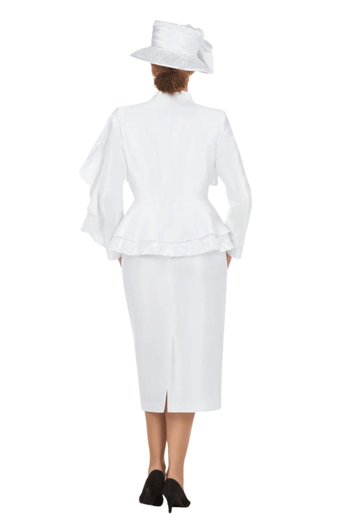 2pc Silky Twl Skt Suit w/ Seq Lace+Faux Pearls