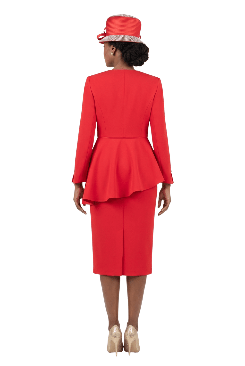 2pc Scuba Stoned Uneven Peplum Jkt+Skt Suit - Especially Yours