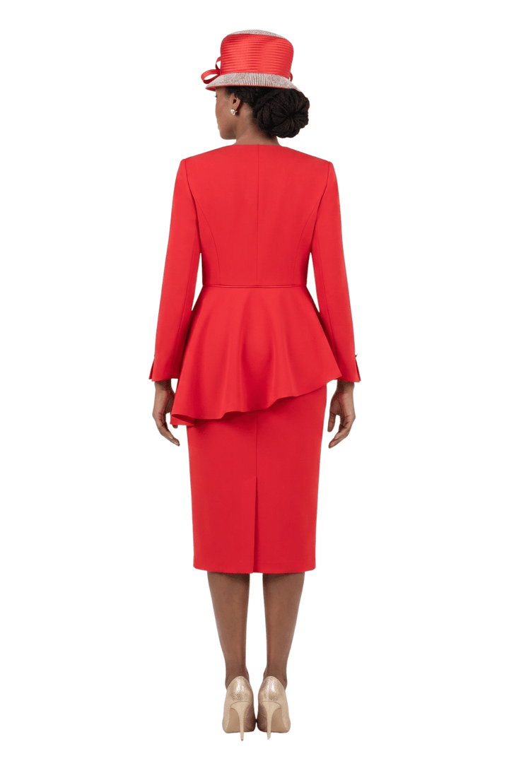2pc Scuba Stoned Uneven Peplum Jkt+Skt Suit - Especially Yours