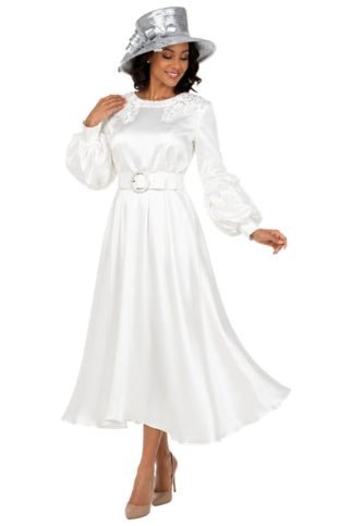 Belted A-line Dress w/ Beaded Embroidery-Plus - Especially Yours