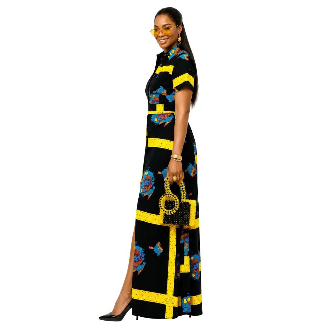 NANNY AFRICAN PRINT MAXI A - LINE SHIRT DRESS - Especially Yours