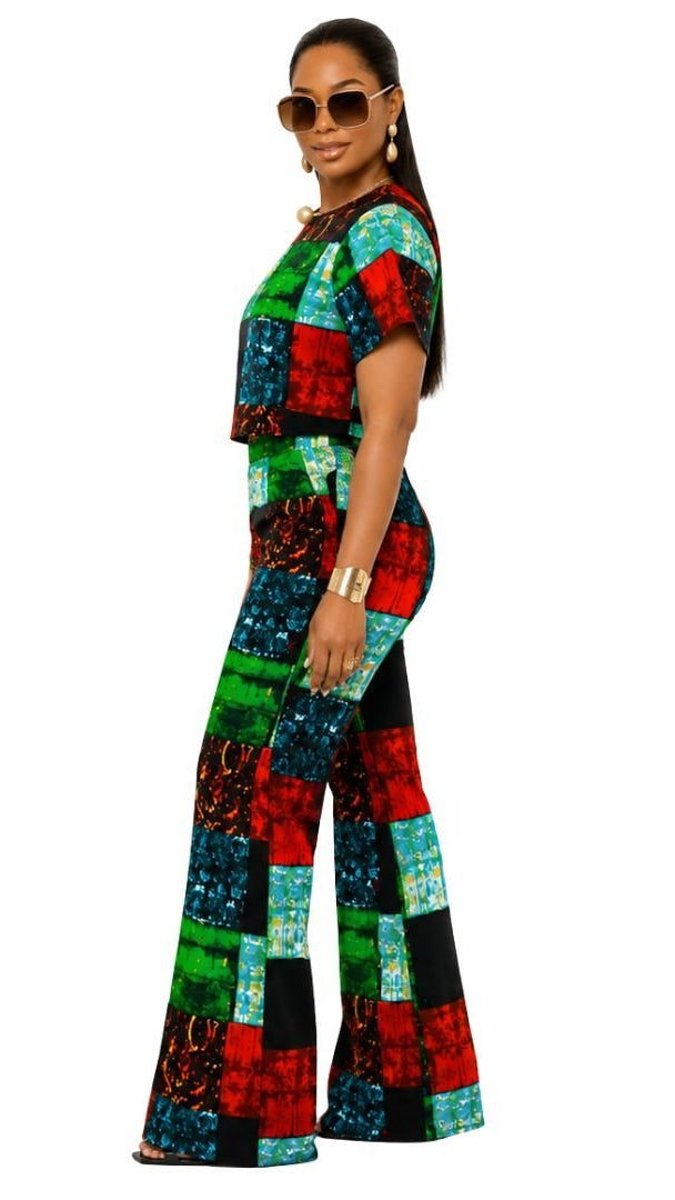 ADUN AFRICAN PRINT TWO PIECE PANT SET [MULTICOLOR]