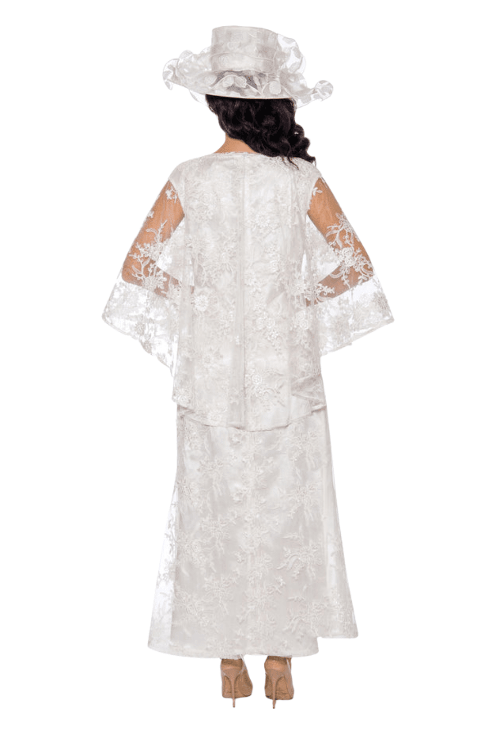 2pc Lace Dress & Hi-Lo Pull Over Lace Cape - Plus size - Especially Yours