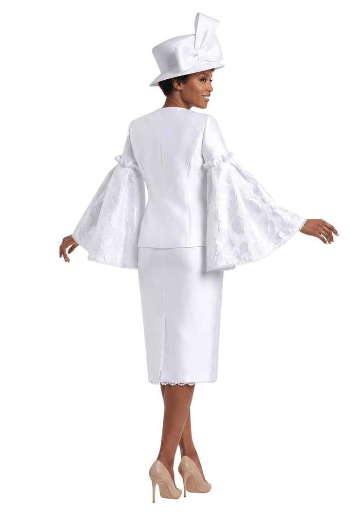 2pc Bell Slv Seq Lace&Silky Twill Skirt Suit - Plus - Especially Yours