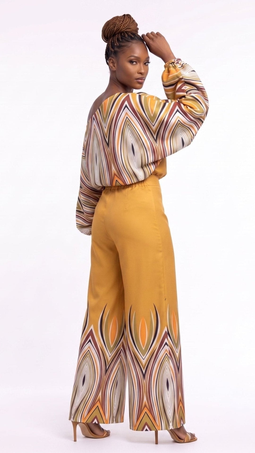 Off-Shoulder Border Print Pantset by Studio EY - Especially Yours