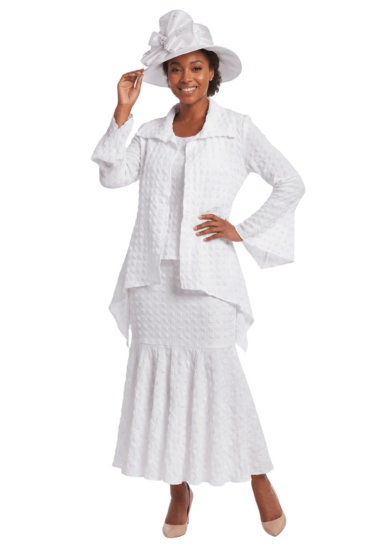 3pc Popcorn Hi-lo Jkt, Cami, Pleated Skirt Set