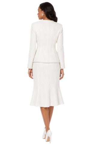 Pearl Trim Tweed Skirt Suit - 7327 - Especially Yours