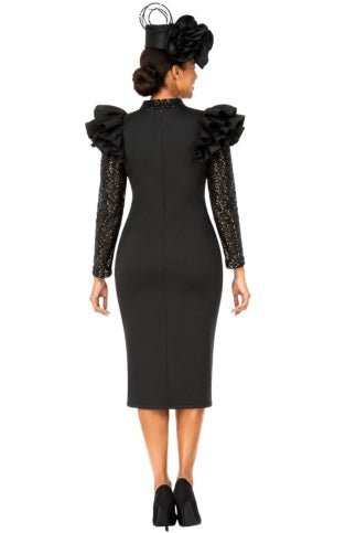 Elegant Scuba Sheath Dress w/ Semi-Sheer Lace Slv - Especially Yours