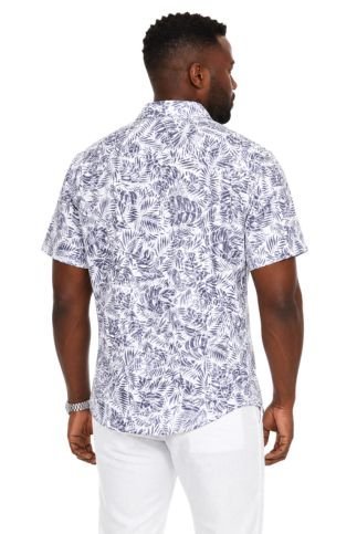 Men's Resort Style Casual Linen Blend Leafy Print Shirt - Especially Yours