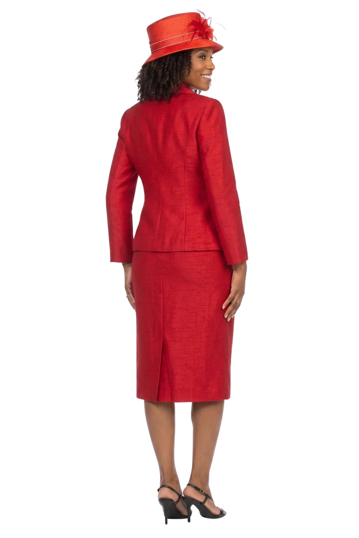 2pc Notch Collar Classic Brocade Skirt Suit-Plus