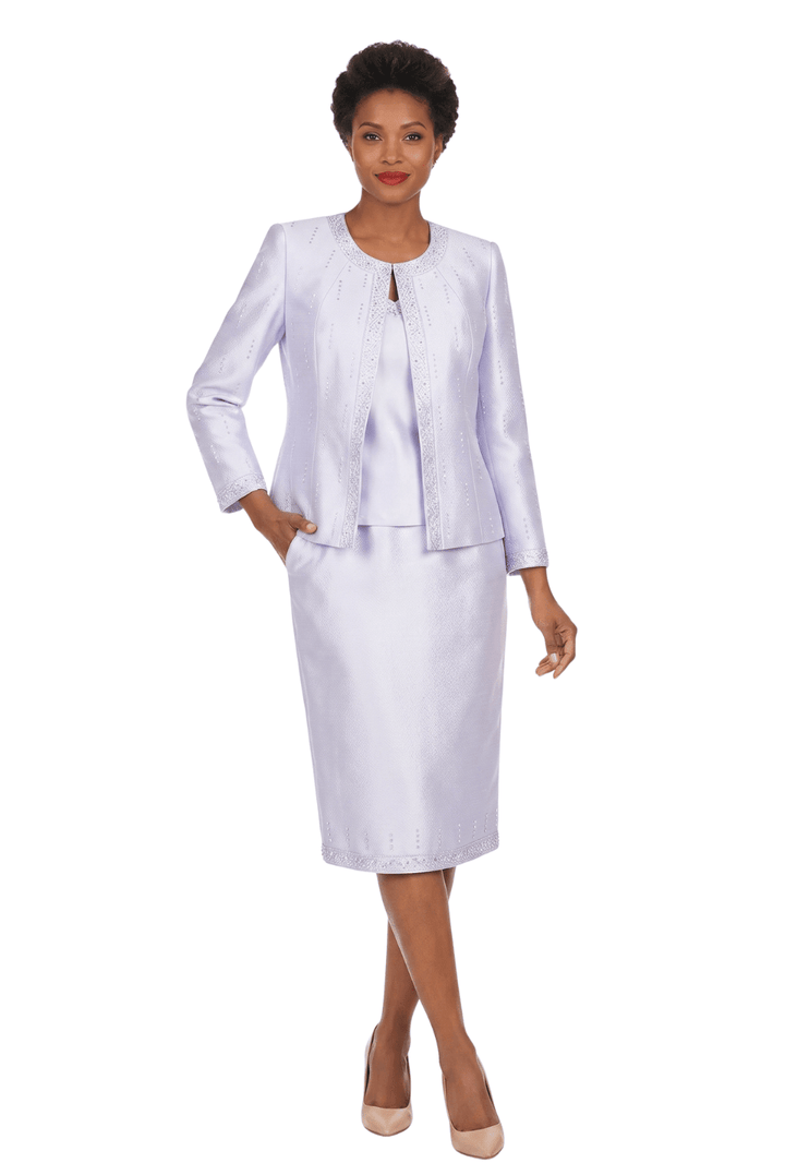 3pc Silky Twill Skt Suit w/ Meteoric Stones - Plus - Especially Yours
