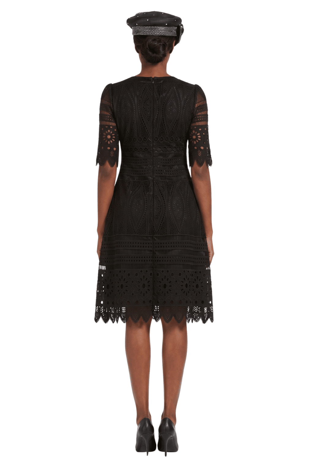 1pc Elbow Length Slv Lux Lace Shift Dress - Especially Yours