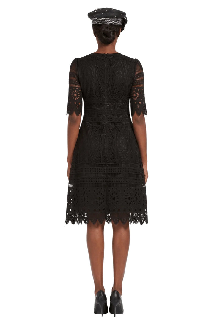 1pc Elbow Length Slv Lux Lace Shift Dress