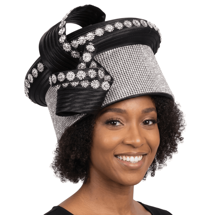 Massive Stoned Pillbox Hat w/ Flwr Stone Strip - Especially Yours