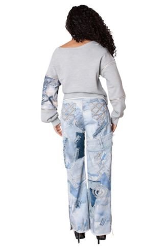 Patchwork Distressed Straight - Leg Denim Jeans - 82824 - Especially Yours