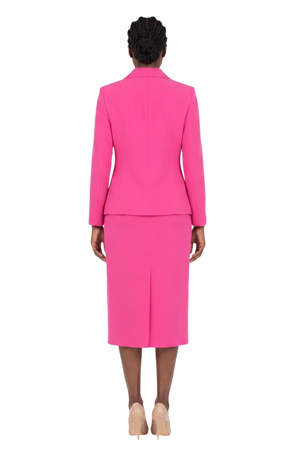2pc Vintage Lapel 3-button Skirt Suit-Plus