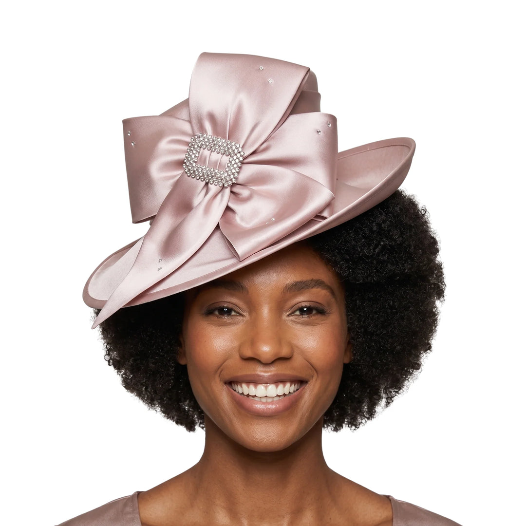 Side-flipped Medium Brim Hat w/ Flower Ribbon