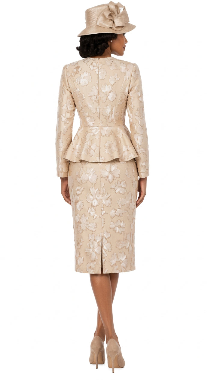 Couture Floral Embroidered 3-Piece Skirt Suit-Plus