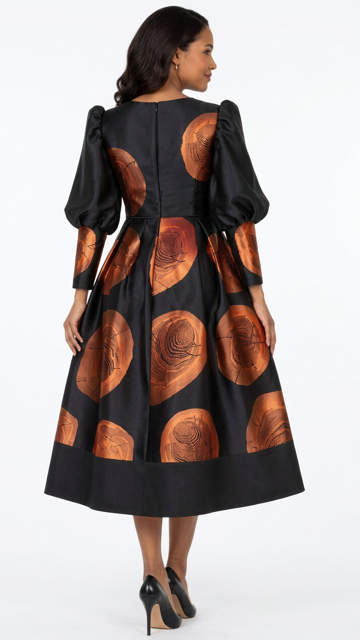 Statement Swirl Print Silky Twill Couture Dress