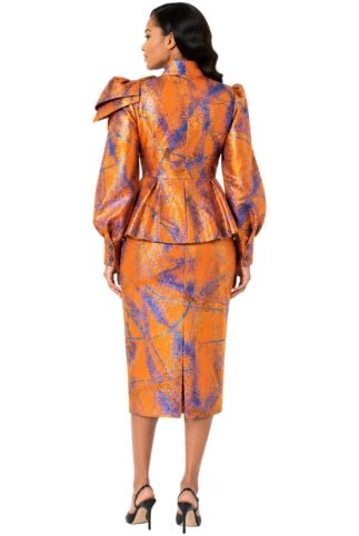 Metallic Abstract Peplum Skirt Suit - 9851