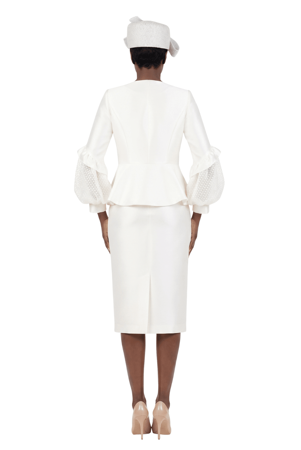 3pc Balloon Slv Peplum Jkt Skirt Suit-Plus - Especially Yours