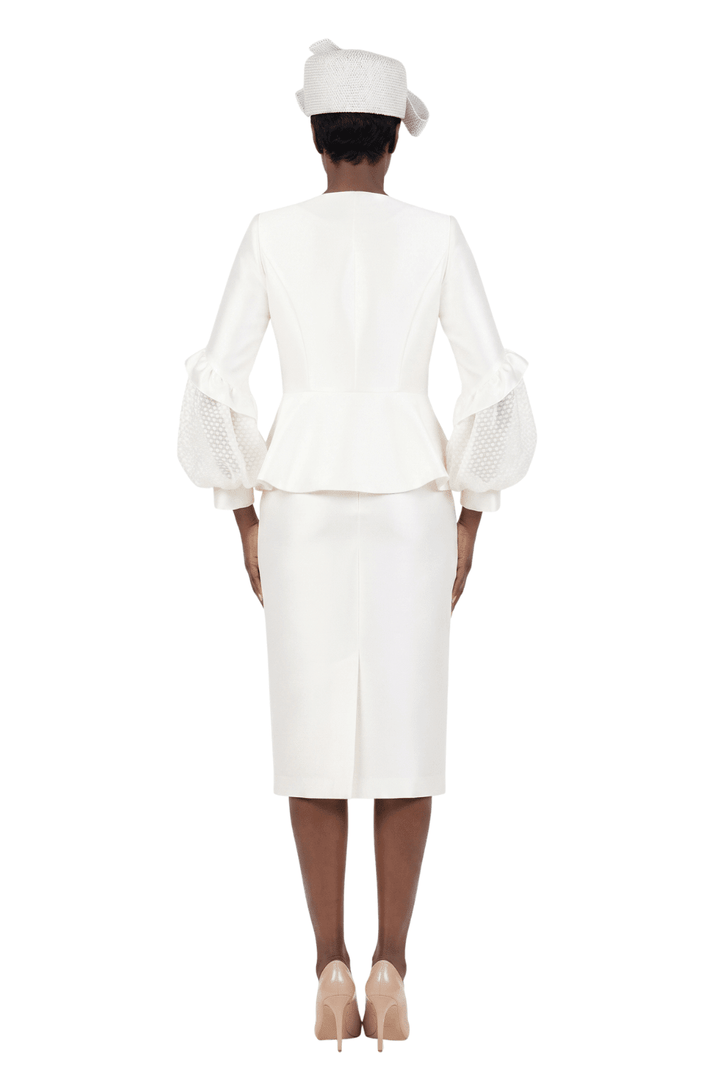 3pc Balloon Slv Peplum Jkt Skirt Suit-Plus - Especially Yours