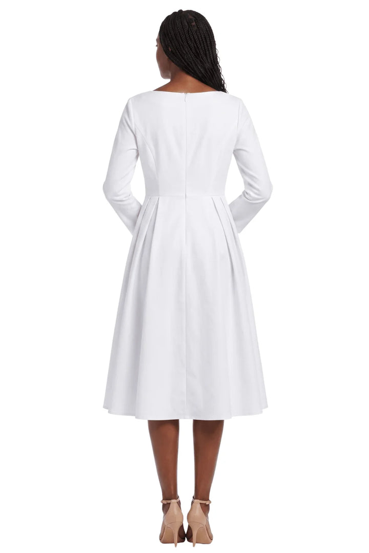 Timeless A-Line Dress with Jewel Brooch-Plus