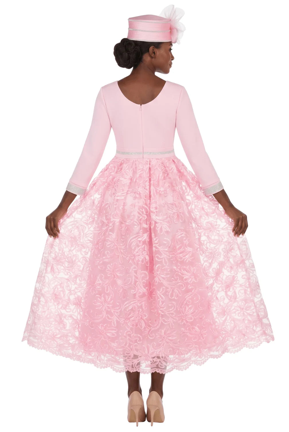 3/4 Slv Maxi Lace Overlay Drs w/ Rstnd Waist&Cuff