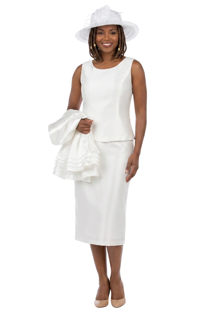 3pc Layered Peplum Silky Twill Skirt Suit