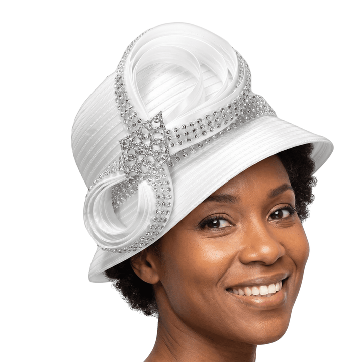 Rhinestoned Bucket Hat in Satin Ribbon - Especially Yours