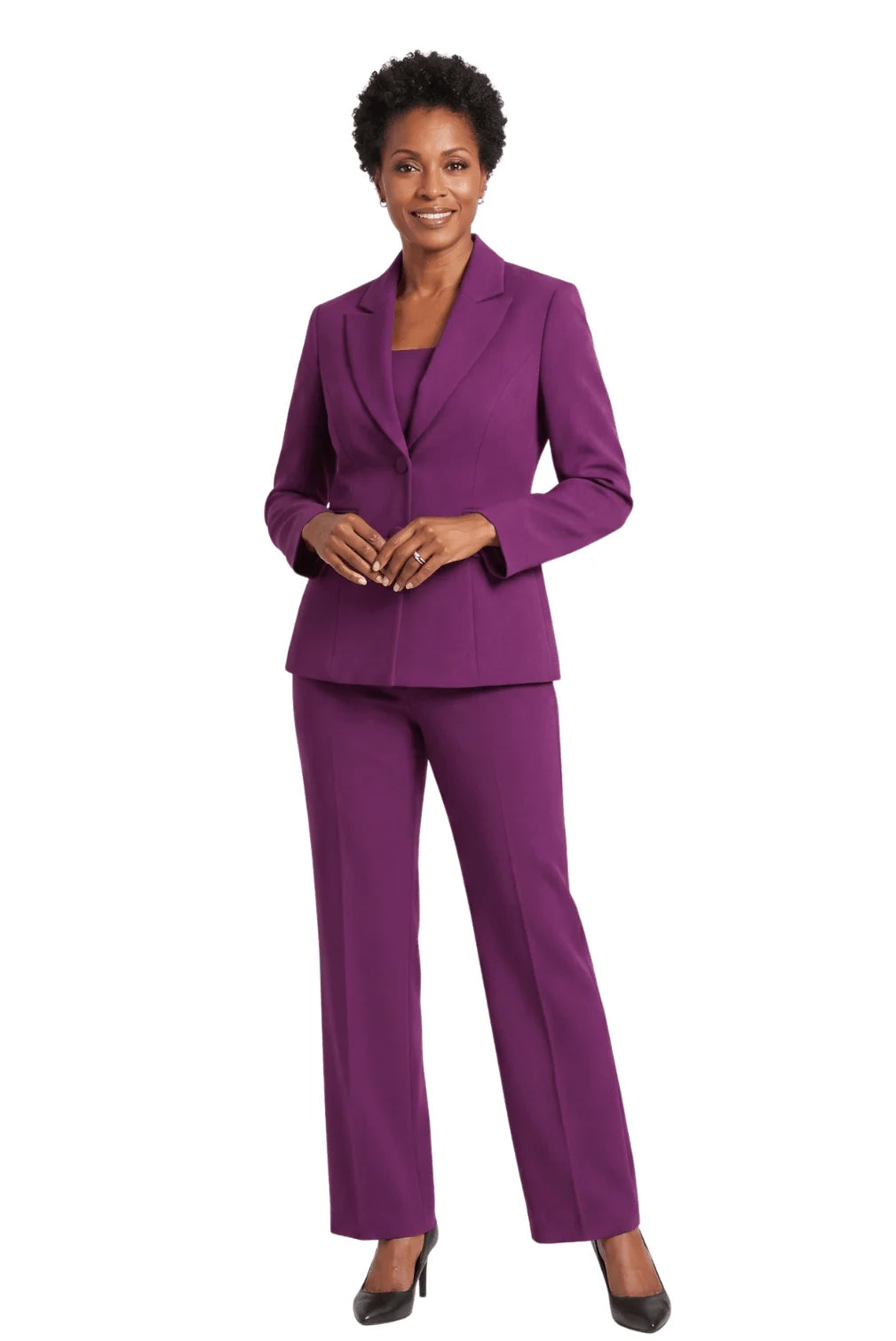 Classic Tailored 2Pc Pant Suit with Notch Collar
