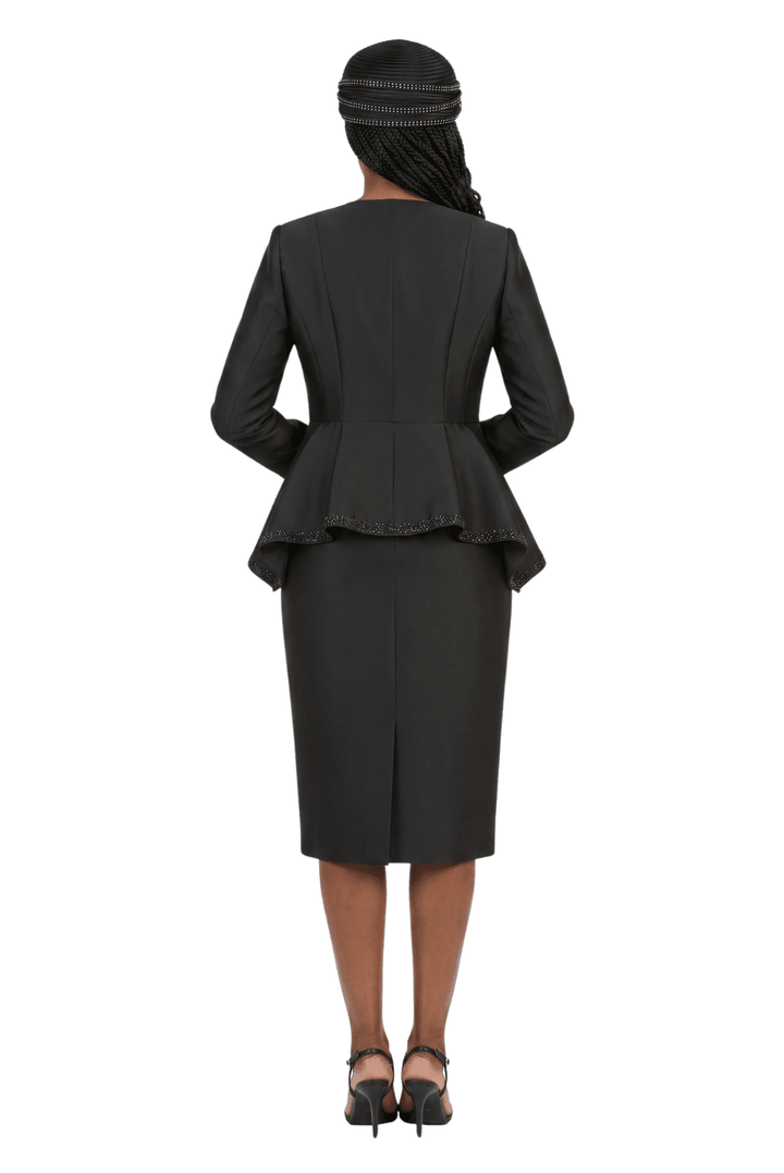 2pc Silky Twill Round Neck Uneven Peplum Suit - Especially Yours