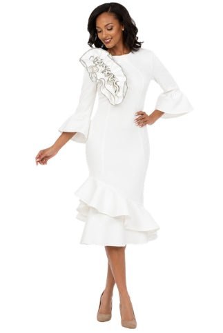 Elegant Scuba Flounce Dress with Sculpted Ruffle A - Especially Yours