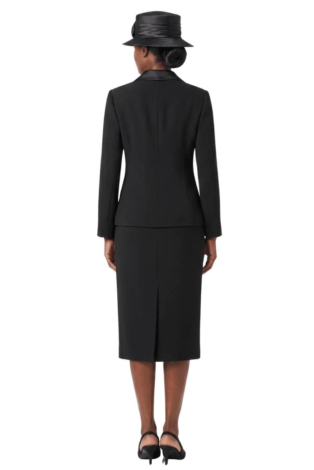 3pc Satin Shawl Lapel Skirt Suit-Plus
