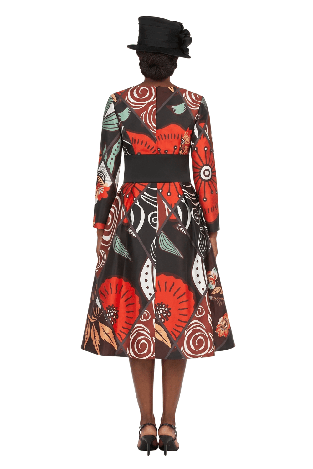 V-Neck LS Silky Twill Print Drs w/ Belt - Especially Yours