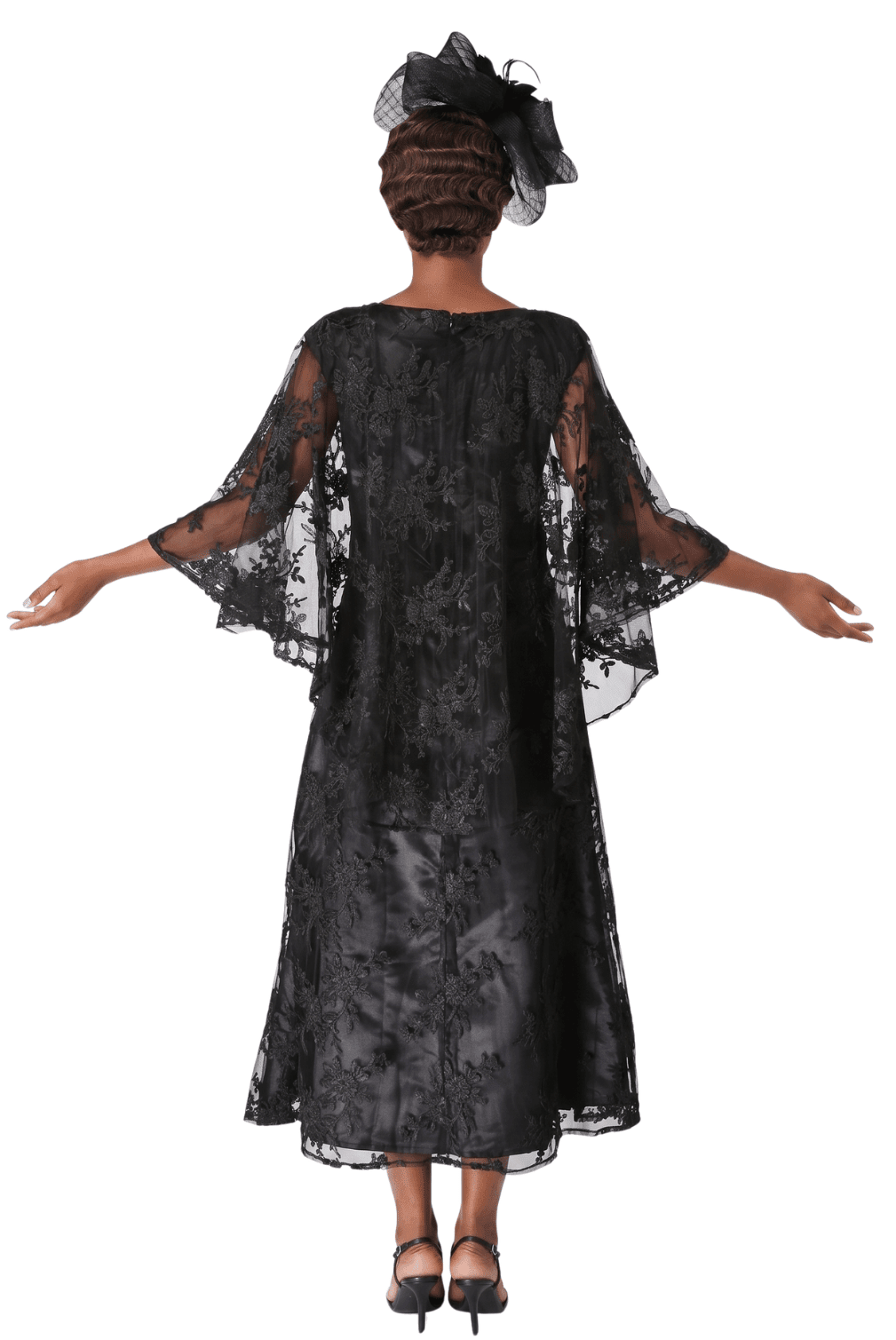 2pc Lace Dress & Hi-Lo Pull Over Lace Cape - Especially Yours