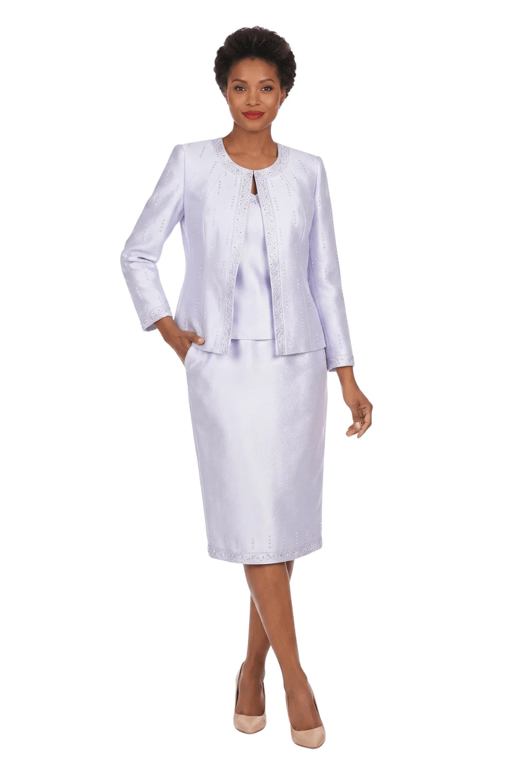 3pc Silky Twill Skt Suit w/ Meteoric Stones